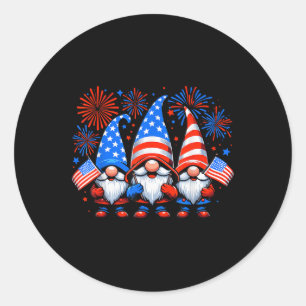 Sticker Rond Drapeau américain 4 juillet Gnomes Patriotic Indep