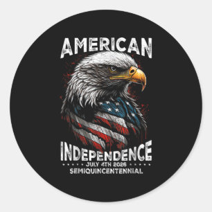 Sticker Rond Drapeau américain Aigle patriotique Usa 250e Ans 4