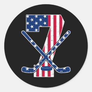 Sticker Rond Drapeau Américain Amateur de Hockey sur Glace 7ème