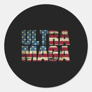 Sticker Rond Drapeau américain Anti Joe Biden Ultra Maga Meille