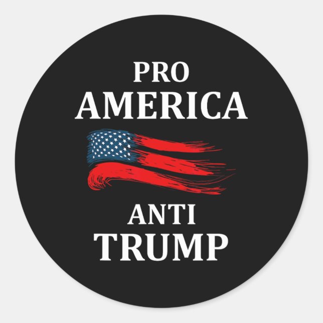Sticker Rond Drapeau américain anti-Trump 2024 contre Trump (Devant)