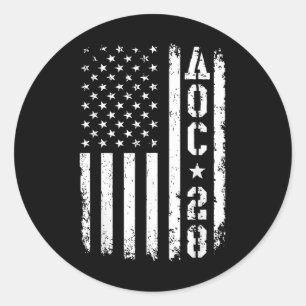 Sticker Rond Drapeau américain Aoc 2028