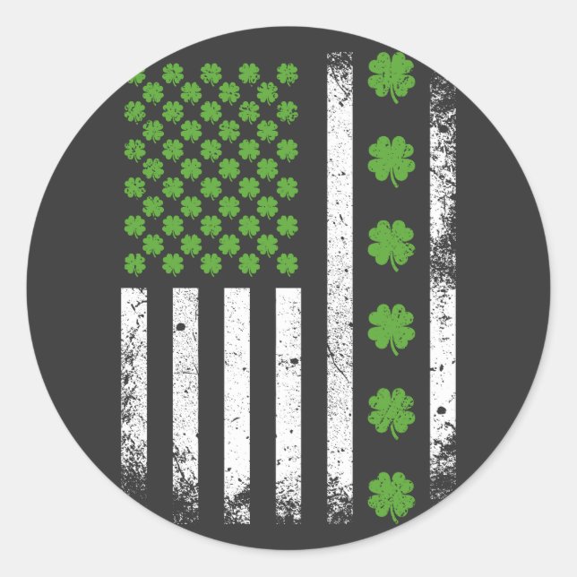 Sticker Rond Drapeau américain avec shamrock (Devant)
