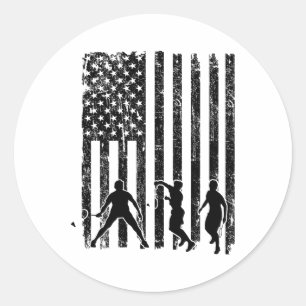 Sticker Rond Drapeau américain Badminton Chemise Hommes Usa Dra