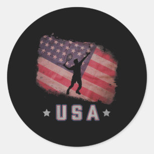 Sticker Rond Drapeau Américain Badminton Team Stars And Stripes