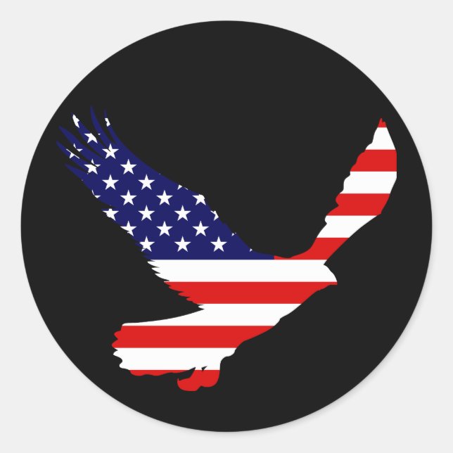 Sticker Rond Drapeau américain Bald Eagle (Devant)