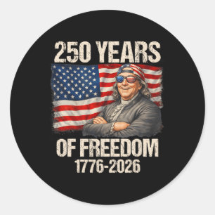 Sticker Rond Drapeau américain Ben Franklin 250 ans 1776-2026 4