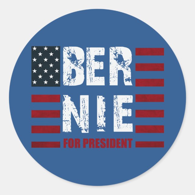 Sticker Rond Drapeau américain Bernie Sanders (Devant)