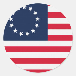 Sticker Rond Drapeau américain Betsy Ross 13 étoiles