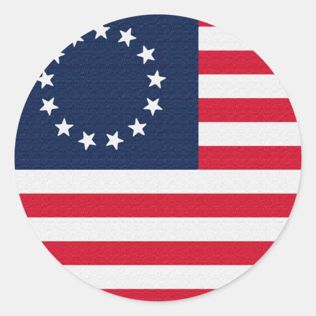 Sticker Rond Drapeau américain Betsy Ross 13 étoiles (Devant)