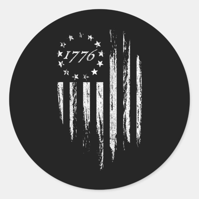 Sticker Rond Drapeau américain Betsy Ross 13 étoiles 4 juillet (Devant)