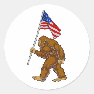 Sticker Rond Drapeau américain Bigfoot