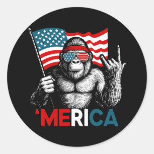 Sticker Rond Drapeau américain Bigfoot