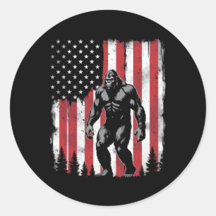 Sticker Rond Drapeau américain Bigfoot 4 juillet patriotique