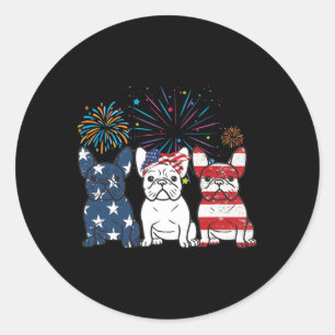 Sticker Rond Drapeau américain Bulldog 4 juillet Independe