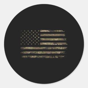 Sticker Rond Drapeau américain camouflage Camo Usa Hommes Garço