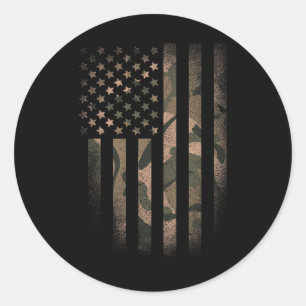 Sticker Rond Drapeau américain camouflage tactique militaire am