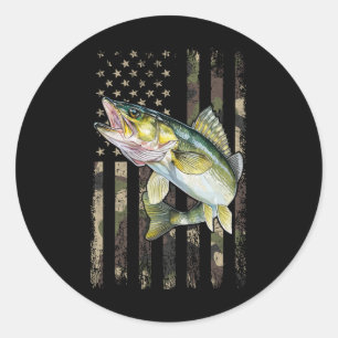 Sticker Rond Drapeau américain camouflage Walleye