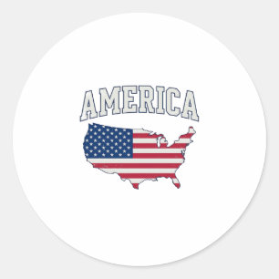 Sticker Rond Drapeau américain Carte Patriotique Vintage Graphi