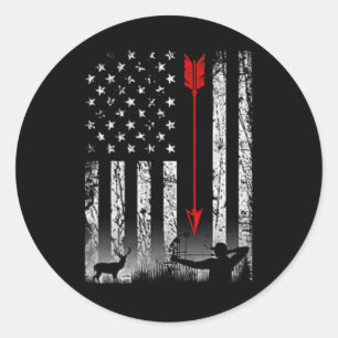 Sticker Rond Drapeau Américain Chasse Bow Design patriotique Su