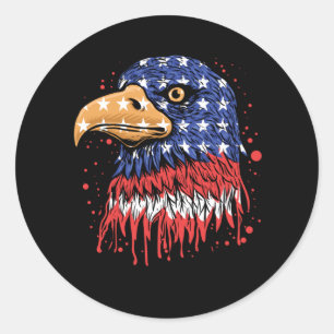 Sticker Rond Drapeau américain cool Eagle Art - Drapeau américa