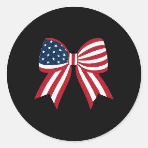 Sticker Rond Drapeau américain Coquette Bow Vintage Patriotique