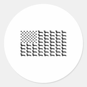 Sticker Rond Drapeau américain Dachshund Chien Paw Lover Patrio