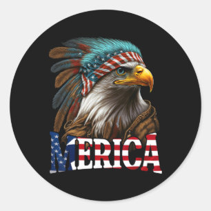Sticker Rond Drapeau américain d'aigle patriotique 4 juillet Am