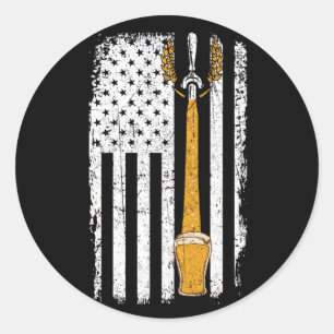 Sticker Rond Drapeau américain de bière d'artisanat USA 4 juill