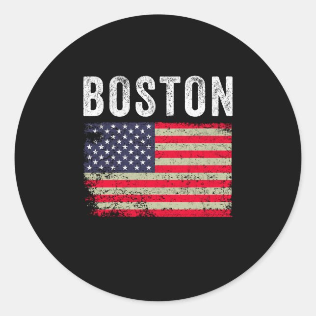 Sticker Rond Drapeau américain de Boston Vintage (Devant)