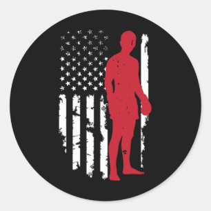 Sticker Rond Drapeau américain de boxe de kickboxing patriotiqu