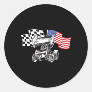 Sticker Rond Drapeau américain de course automobile Sprint