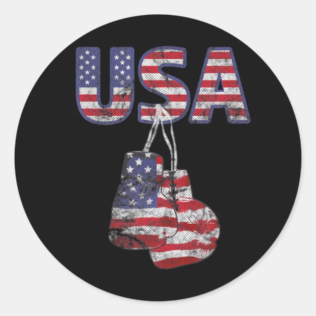 Sticker Rond Drapeau américain de gants de boxe (Devant)