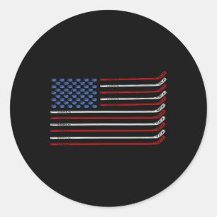 Sticker Rond Drapeau américain de hockey 4 juillet USA Patrio