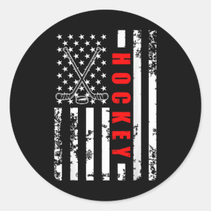 Sticker Rond Drapeau américain de hockey patriotique pour homme