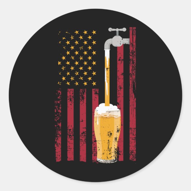 Sticker Rond Drapeau américain de juillet brassage de bière (Devant)