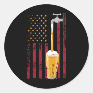 Sticker Rond Drapeau américain de juillet brassage de bière