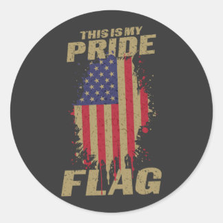 Sticker Rond Drapeau américain de la 4 juillet patriotique