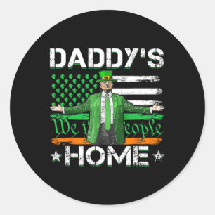 Sticker Rond Drapeau américain de la Saint-Patrick Daddy's Home