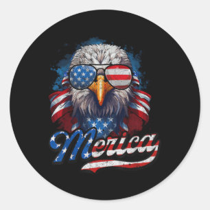 Sticker Rond Drapeau américain de l'aigle 4 juillet Merica