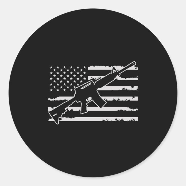 Sticker Rond Drapeau américain de l'arme à fusil (Devant)