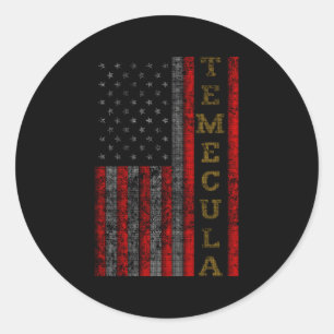 Sticker Rond Drapeau américain de Temecula patriotique