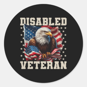 Sticker Rond Drapeau américain de vétéran handicapé Soldat mili