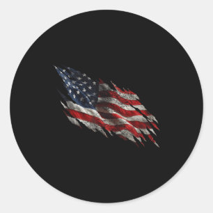 Sticker Rond Drapeau américain déchiré et en détresse