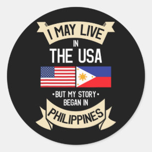 Sticker Rond Drapeau américain des Philippines Cadeaux de racin