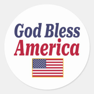 Sticker Rond Drapeau américain Dieu bénisse l'Amérique patrioti