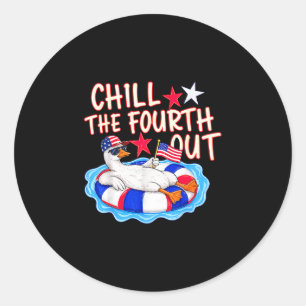 Sticker Rond Drapeau américain d'oie drôle 4 juillet refroidir 