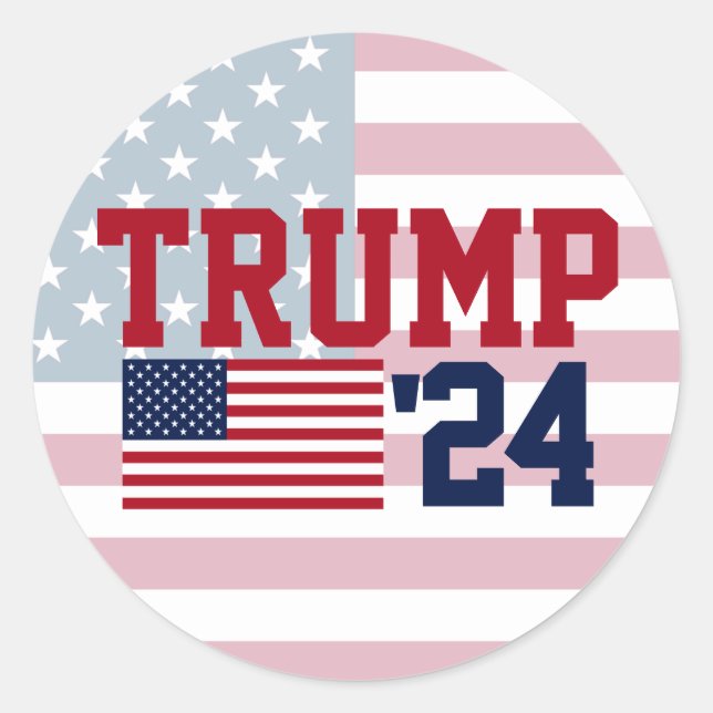 Sticker Rond Drapeau américain Donald Trump 2024 (Devant)