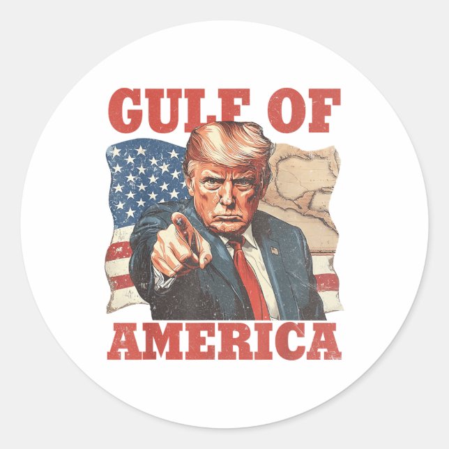 Sticker Rond Drapeau Américain Drôle Du Golfe Des États-Unis (Devant)
