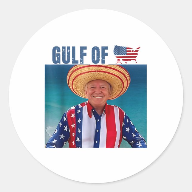Sticker Rond Drapeau Américain Drôle Du Golfe Des États-Unis (Devant)